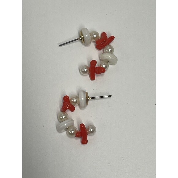 Lele Sadoughi Riviera Beaded Huggie Small Hoop Earrings New W/Flaw - Picture 3 of 8